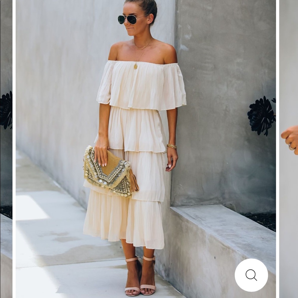 Off the Shoulder 3 Tiered Maxi Dress